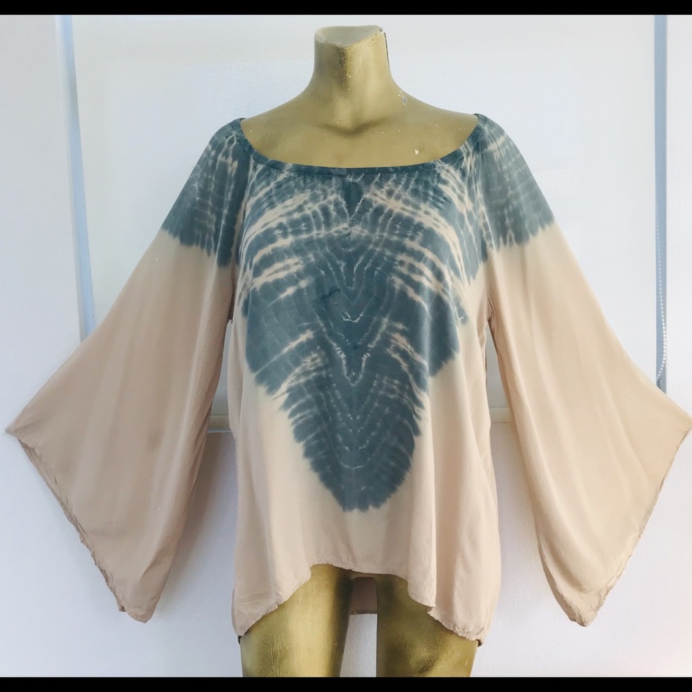 BLU MOON Boho Angel Sleeve CAFTAN Hippie Tunic TOP Small